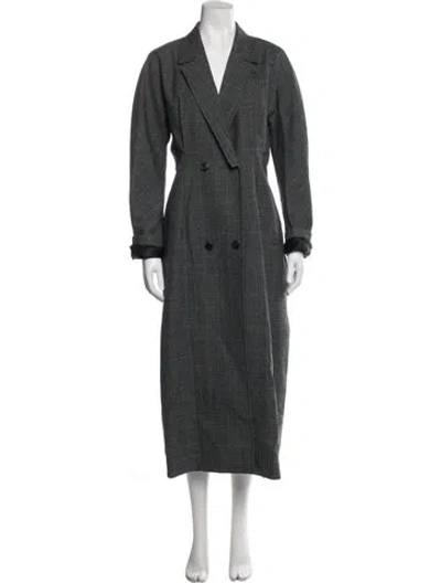 Pre-owned Lanvin Virgin Wool Plaid Print Coat In Multi