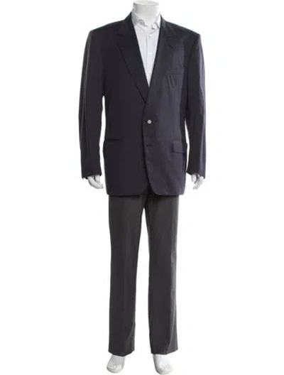 Pre-owned Lanvin Virgin Wool Raw-edge Trim Blazer In Black