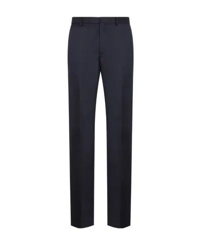 Lanvin Virgin-wool Slim-cut Trousers In Blue