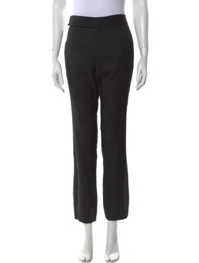 Pre-owned Lanvin Virgin Wool Straight Leg Pants In Black