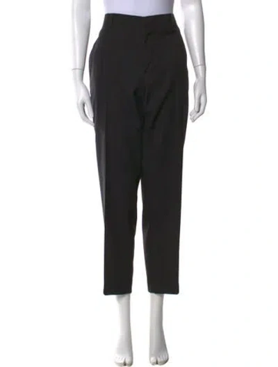 Pre-owned Lanvin Virgin Wool Straight Leg Pants In Black