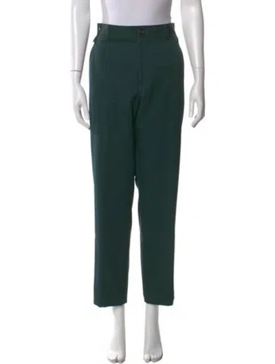 Pre-owned Lanvin Virgin Wool Straight Leg Pants In Green