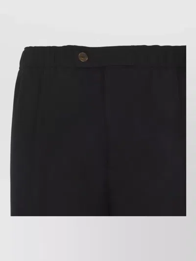 Lanvin Virgin Wool Track Trousers Ribbed Cuffs In Black