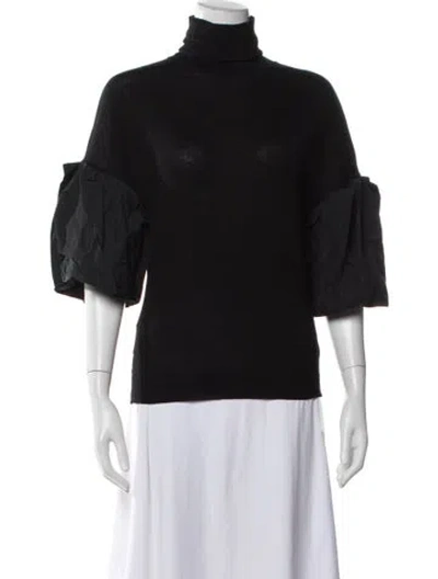 Pre-owned Lanvin Virgin Wool Turtleneck Top In Black