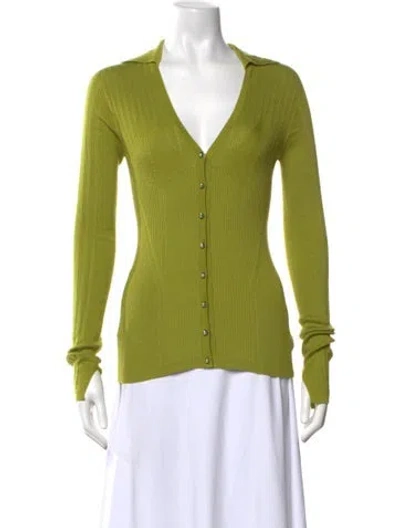 Pre-owned Lanvin Virgin Wool V-neck Sweater W/ Tags In Green