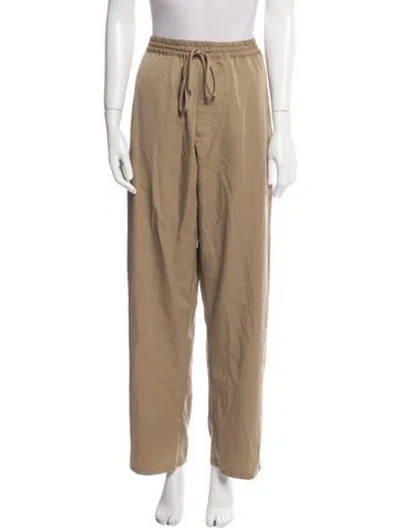 Pre-owned Lanvin Virgin Wool Wide Leg Pants In Brown