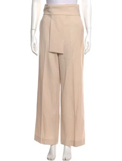 Pre-owned Lanvin Virgin Wool Wide Leg Pants In Neutral