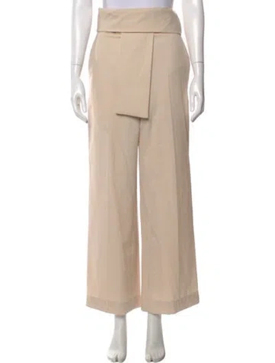 Pre-owned Lanvin Virgin Wool Wide Leg Pants In Neutral