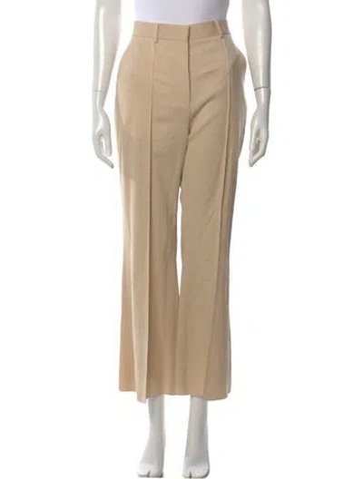 Pre-owned Lanvin Virgin Wool Wide Leg Pants In Neutral