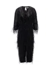 Lanvin Viscose And Silk Dress With Rafia Details In Black