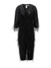 Lanvin Viscose And Silk Dress With Rafia Details In Negro