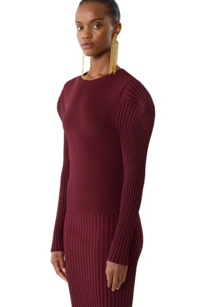 Lanvin Viscose Bib Sweater In Burgundy