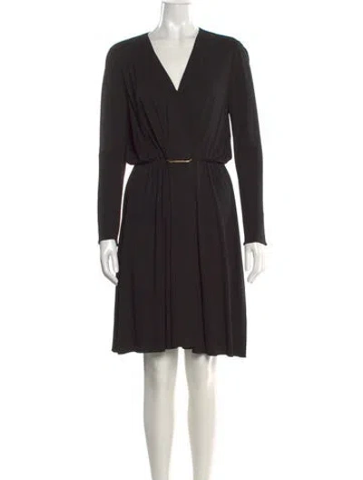 Pre-owned Lanvin V-neck Knee-length Dress In Black