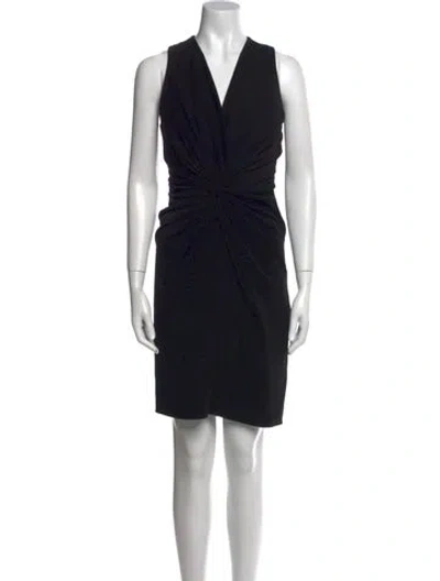 Pre-owned Lanvin V-neck Knee-length Dress In Black