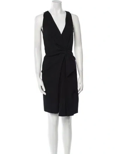Pre-owned Lanvin V-neck Knee-length Dress In Black