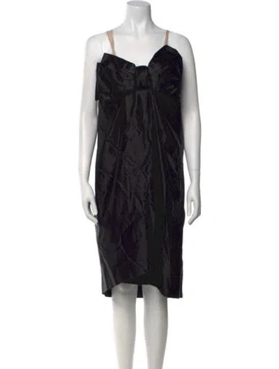 Pre-owned Lanvin V-neck Knee-length Dress In Black