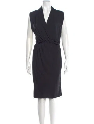 Pre-owned Lanvin V-neck Knee-length Dress In Black