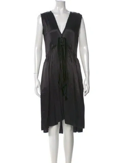 Pre-owned Lanvin V-neck Knee-length Dress In Black