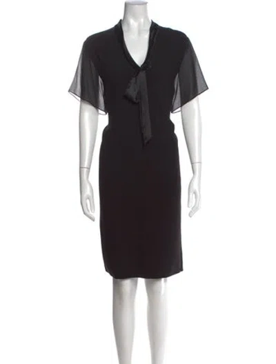Pre-owned Lanvin V-neck Knee-length Dress In Black
