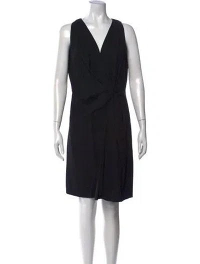 Pre-owned Lanvin V-neck Knee-length Dress In Black