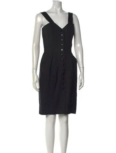 Pre-owned Lanvin V-neck Knee-length Dress In Black