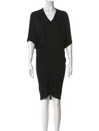 Pre-owned Lanvin V-neck Knee-length Dress In Black