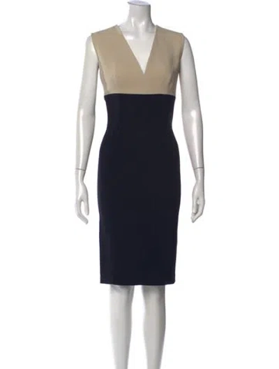 Pre-owned Lanvin V-neck Knee-length Dress In Blue