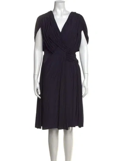 Pre-owned Lanvin V-neck Knee-length Dress In Blue