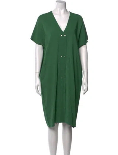 Pre-owned Lanvin V-neck Knee-length Dress In Green