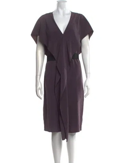 Pre-owned Lanvin V-neck Knee-length Dress In Purple