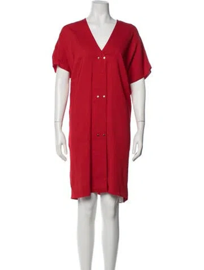 Pre-owned Lanvin V-neck Knee-length Dress In Red