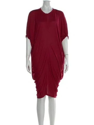Pre-owned Lanvin V-neck Knee-length Dress In Red