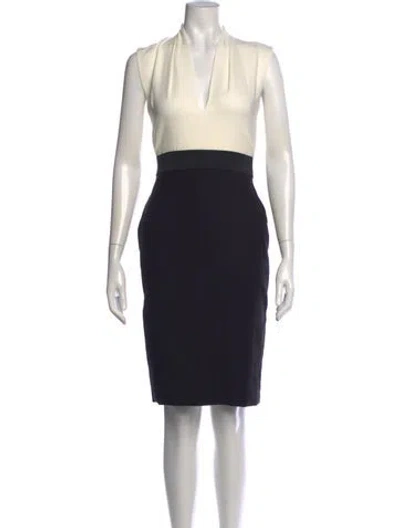 Pre-owned Lanvin V-neck Knee-length Dress W/ Tags In Black