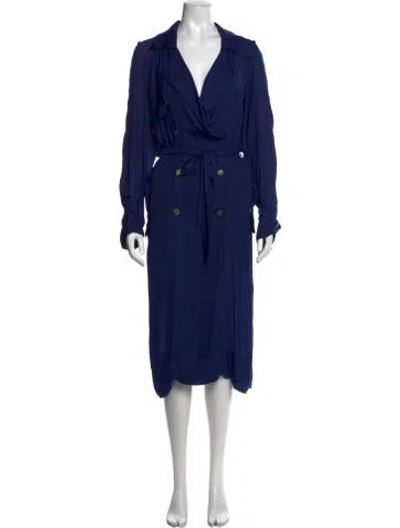 Pre-owned Lanvin V-neck Long Dress In Blue