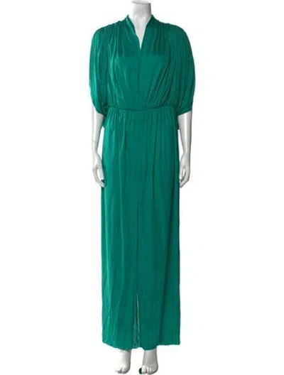 Pre-owned Lanvin V-neck Long Dress In Green