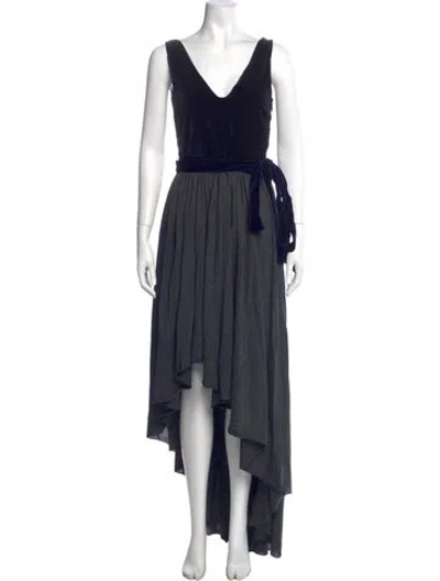 Pre-owned Lanvin V-neck Long Dress W/ Tags In Blue