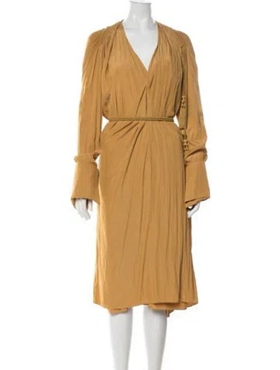 Pre-owned Lanvin V-neck Long Dress W/ Tags In Gold