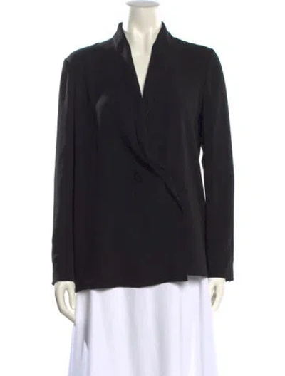 Pre-owned Lanvin V-neck Long Sleeve Blouse In Black