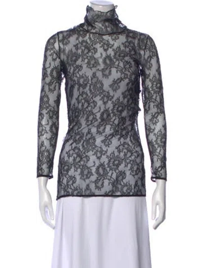 Pre-owned Lanvin V-neck Long Sleeve Blouse In Black