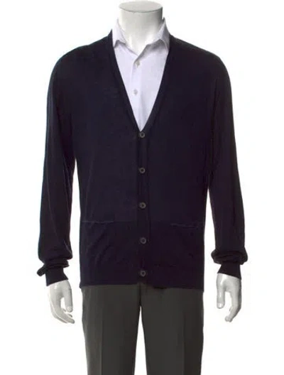 Pre-owned Lanvin V-neck Long Sleeve Cardigan In Black