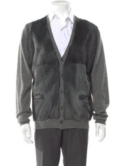 Pre-owned Lanvin V-neck Long Sleeve Cardigan In Gray
