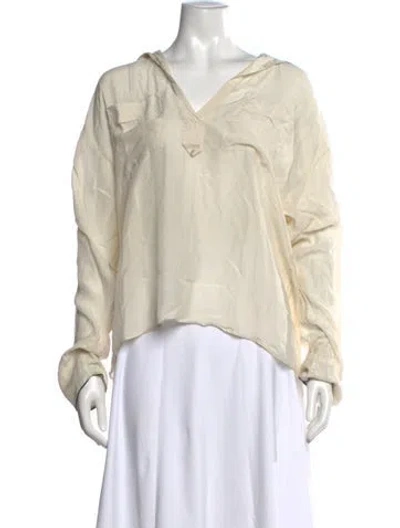 Pre-owned Lanvin V-neck Long Sleeve Top In Neutral