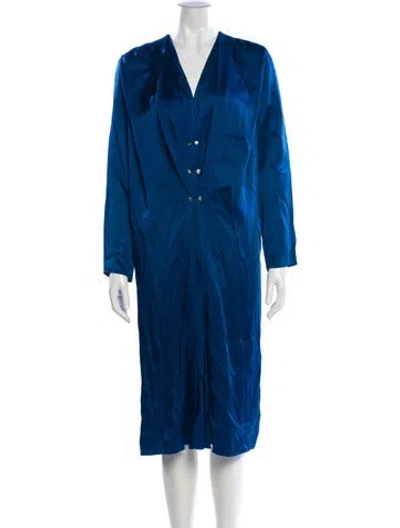 Pre-owned Lanvin V-neck Midi Length Dress In Blue