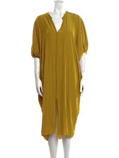 Pre-owned Lanvin V-neck Midi Length Dress In Green