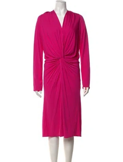 Pre-owned Lanvin V-neck Midi Length Dress In Pink