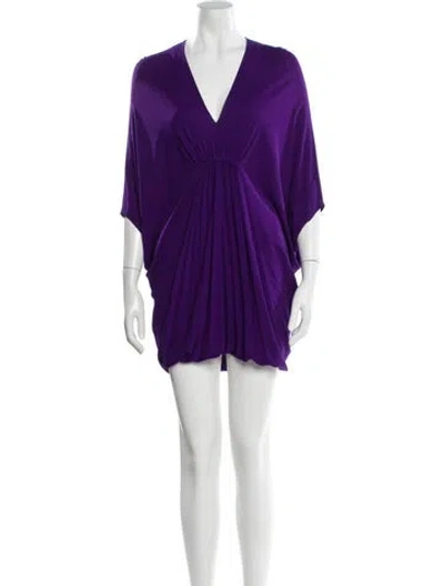 Pre-owned Lanvin V-neck Midi Length Dress In Purple