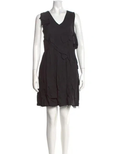 Pre-owned Lanvin V-neck Mini Dress In Black