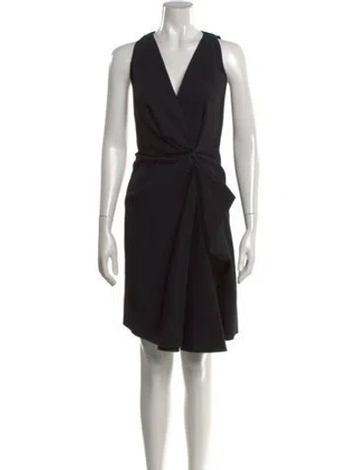 Pre-owned Lanvin V-neck Mini Dress In Black