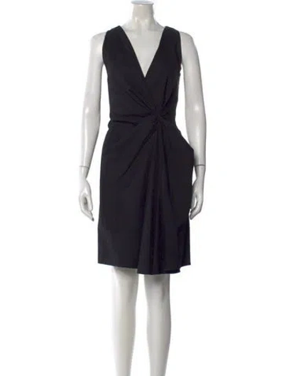 Pre-owned Lanvin V-neck Mini Dress In Black