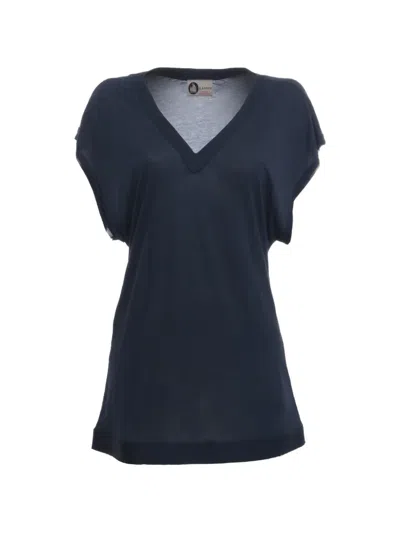 Pre-owned Lanvin V-neck Mini Dress In Blue